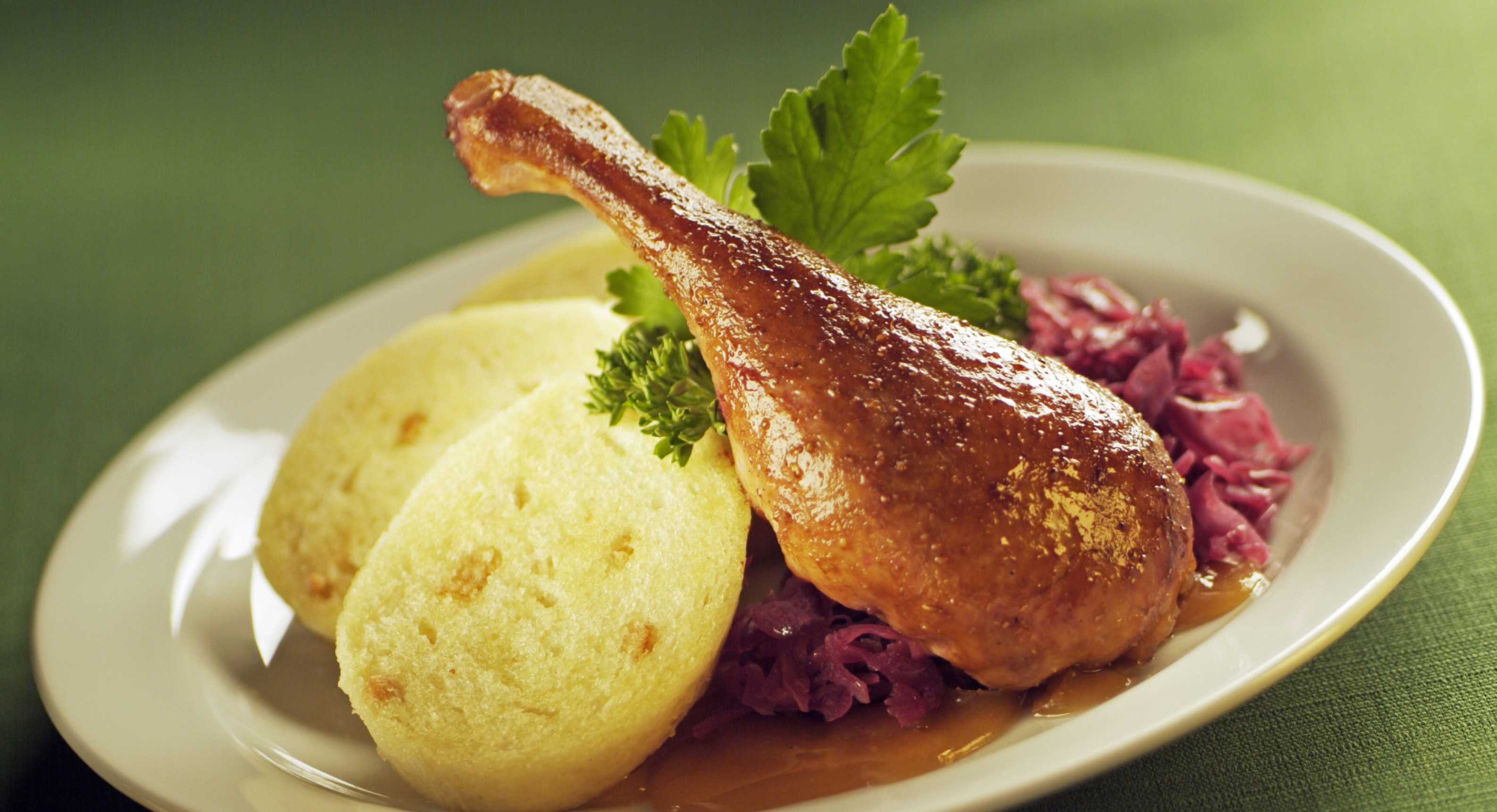Roast Duck, Red Cabbage, Dumplings and Gravy